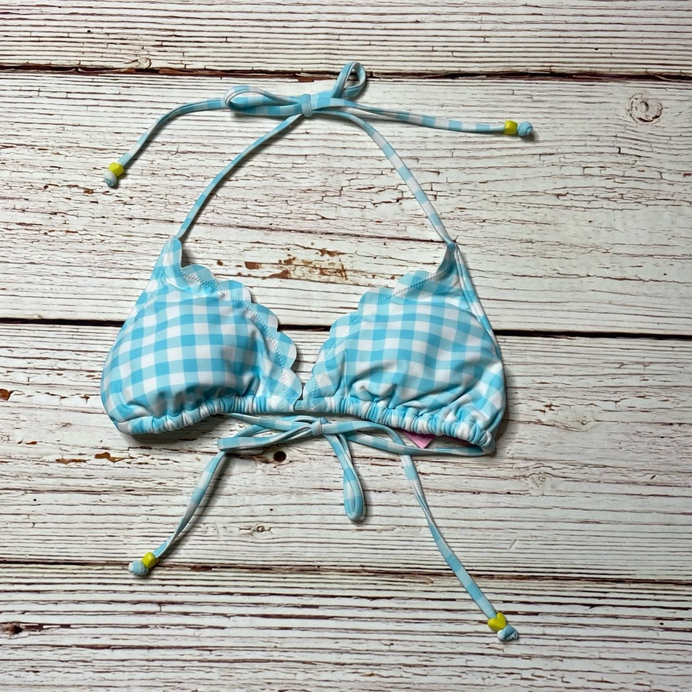 NWT Stoney Clover Lane X Target Blue Gingham Triangle Bikini Top Sz XXS and S - Picture 9 of 14